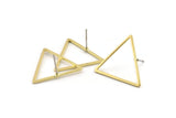 Brass Triangle Earring, 10 Raw Brass Triangle Stud Earrings (24x1mm) Bs 1027 A1754