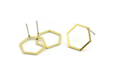 Brass Hexagon Earring, 10 Raw Brass Hexagon Stud Earrings (16x0.90mm) A1638 A1712