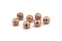 Rose Gold Ball Bead, 12 Rose Gold Plated Brass Spacer Beads, Findings (8mm) D1267 Q0706