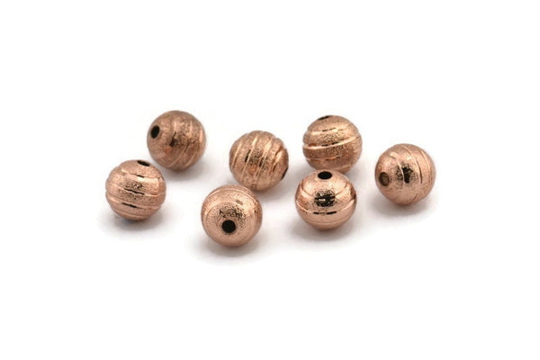 Rose Gold Ball Bead, 12 Rose Gold Plated Brass Spacer Beads, Findings (8mm) D1267 Q0706