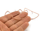 Rose Gold Earring, 4 Rose Gold Plated Brass Semi Circle Stud Earrings (22x45x1mm) D1276 A1228 Q1010