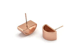 Rose Gold Half Moon, 2 Rose Gold Plated Brass Semi Circle Thick Cut Stud Earrings, Jewelry Finding (8x16x0.8x0.8mm) D0143 A1204 Q0848