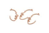 Rose Gold Face Charm, 12 Rose Gold Plated Brass Face Charms With 1 Loop, Pendants, Earrings, Findings (31x16x1mm) D0617