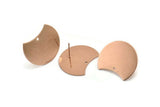 Rose Gold Moon Earring, 2 Rose Gold Plated Brass Moon Stud Earrings With 1 Hole (28x21x0.80mm) M050 A1513 Q1035