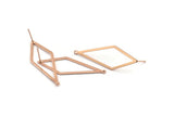 Rose Gold Diamond Earring, 4 Rose Gold Plated Brass Rhombus Stud Earrings With 1 Loop (42x14x0.80mm) D0773 A1400