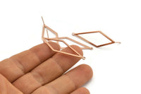 Rose Gold Diamond Earring, 4 Rose Gold Plated Brass Rhombus Stud Earrings With 1 Loop (42x14x0.80mm) D0773 A1400