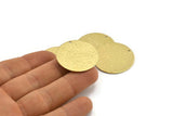 Brass Round Charm, 4 Hammered Raw Brass Stamping Blanks With 1 Hole, Stamping Tags (30x0.80mm) M01503