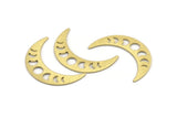 Brass Moon Blank, 10 Textured Raw Brass Moon Phases Stamping Blanks (36x9x0.80mm) M01454