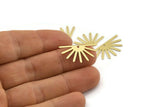 Brass Sun Charm, 24 Raw Brass Sun Charms With 1 Hole (25x13x0.70mm) M01396