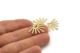 Brass Sun Charm, 24 Raw Brass Sun Charms With 2 Loops (25x17x0.70mm) M01393