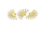 Brass Sun Charm, 24 Textured Raw Brass Sun Charms With 1 Loop (25x16x0.70mm) M01399