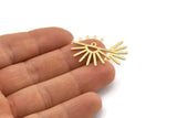Brass Sun Charm, 24 Textured Raw Brass Sun Charms With 1 Loop (25x16x0.70mm) M01403
