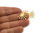 Brass Sun Charm, 24 Textured Raw Brass Sun Charms With 2 Loops (25x17x0.70mm) M01400