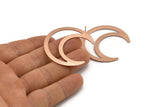 Rose Gold Moon Earring, 2 Rose Gold Plated Textured Brass Moon Stud Earrings (42x16x0.80mm) M073 A1549 Q1046