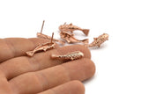 Rose Gold Fish Earring, 4 Rose Gold Plated Brass Koi Fish Stud Earrings, Jewelry Supplies, Findings (24x8mm) N0422 A1205