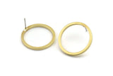 Brass Circle Earring, 6 Raw Brass Circle Stud Earrings (25x1.5x1.5mm) E009 A1932