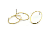 Brass Oval Earring, 12 Raw Brass Oval Stud Earrings (28x21x1mm) A1706 A1938