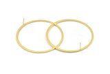 Gold Circle Earring, 2 Gold Plated Brass Circle Stud Earrings (70x2x1mm) D1294 A1253 Q1009