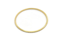 Gold Textured Connectors, 2 Gold Plated Textured Brass Circle Connectors (61x2x2mm) D1478 Q1021