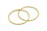 Gold Textured Connectors, 2 Gold Plated Textured Brass Circle Connectors (61x2x2mm) D1478 Q1021