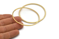 Gold Textured Connectors, 2 Gold Plated Textured Brass Circle Connectors (61x2x2mm) D1478 Q1021