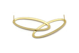 Gold Ellipse Earring, 4 Gold Plated Brass Ellipse Stud Earrings (59x24x0.70mm) B0254 A1173 Q1023