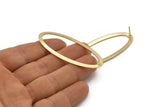 Gold Ellipse Earring, 4 Gold Plated Brass Ellipse Stud Earrings (59x24x0.70mm) B0254 A1173 Q1023
