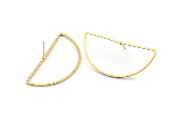 Altın Ay Küpe, 4 Altın Kaplama Pirinç Yarım Daire Küpe (22x45x1mm) D1276 A1228 Q1010