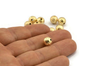 Gold Ball Bead, 12 Gold Plated Brass Spacer Beads, Findings (8mm) D1267 Q0706