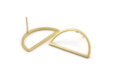 Semi Circle Earring, 4 Gold Plated Brass Semi Circle Stud Earrings (30x15x1.2mm) Bs 1173 A1361 Q1005