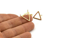 Gold Triangle Earring, 6 Gold Plated Brass Triangle Stud Earrings (17x1.2mm) D0108 A1127 H0382