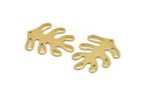 Gold Leaf Charm, 2 Gold Plated Brass Leaf Charms With 1 Hole, Findings (32x25x0.80mm) M483