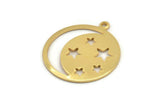 Moon And Star, 2 Gold Plated Brass Moon And Star Charms With 1 Loop Findings (25x0.80mm) M480 H0956
