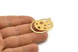 Moon And Star, 2 Gold Plated Brass Moon And Star Charms With 1 Loop Findings (25x0.80mm) M480 H0956