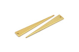 Long Triangle Charm, 2 Gold Plated Brass Triangle Charms With 1 Hole (51x8x1mm) BS 2186