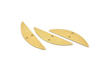 Semi Circle Charm, 4 Gold Plated Brass Half Moon Charms With 2 Holes (37x8x0.70mm) M884