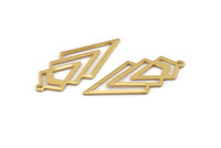 Gold Triangle Charm, 2 Gold Plated Brass Diamond Charms With 1 Loop (49x22x1mm) M01160