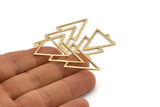 Gold Triangle Charm, 2 Gold Plated Brass Triangle Charms With 1 Loop (49x21x1mm) M01126 H1254