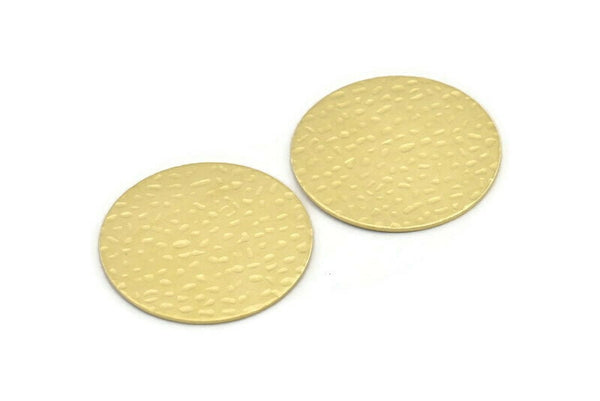 Brass Round Tag, 4 Hammered Raw Brass Round Stamping Blanks, Findings (30x0.80mm) M01508