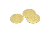 Brass Round Charm, 10 Hammered Raw Brass Round Charms With 1 Hole, Findings (20x0.80mm) M01517