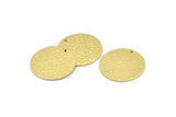 Brass Round Charm, 6 Hammered Raw Brass Round Charms With 1 Hole, Findings (25x0.80mm) M01516