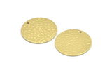 Brass Round Charm, 6 Hammered Raw Brass Round Charms With 1 Hole, Findings (25x0.80mm) M01516