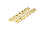 Brass Rectangle Charm, 10 Hammered Raw Brass Moon Phases Charms With 1 Hole, Stamping Blanks (40x6x0.80mm) M01514