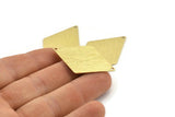 Brass Diamond Charm, 6 Textured Raw Brass Diamond Charms With 2 Holes (40x26x0.80mm) M01513
