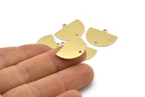 Semi Circle Charm, 12 Raw Brass Half Moon Charms With 1 Loop And 1 Hole, Stamping Blank (22x17x0.70mm) M01552