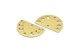 Brass Moon Charm, 12 Raw Brass Moon Phases Charms With 2 Holes (22x14x0.80mm) M01549