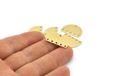 Semi Circle Charm, 12 Raw Brass Half Moon Connectors With 6 Holes (22x14x0.80mm) M01548