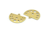 Brass Star Charm, 12 Raw Brass Moon Phases Charms With 1 Loop (22x17x0.80mm) M01546