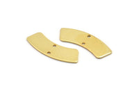 Gold Rectangle Bar, 4 Gold Plated Brass Rectangle Bars With 2 Holes (28x8x0.80mm) D0584