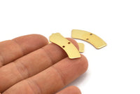 Gold Rectangle Bar, 4 Gold Plated Brass Rectangle Bars With 2 Holes (28x8x0.80mm) D0584